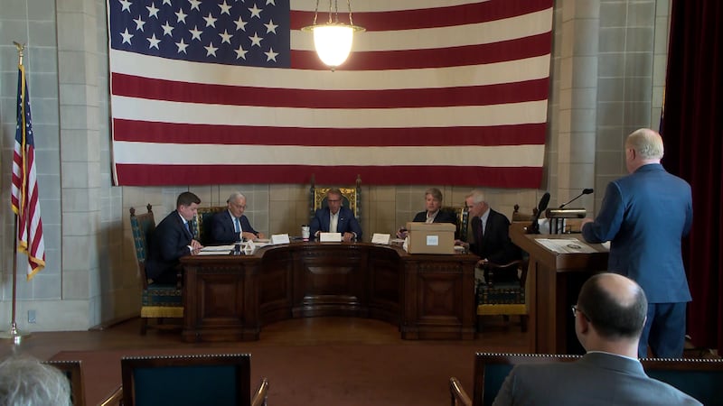 Gov. Jim Pillen and other state leaders met on Monday at the State Capitol to certify the...