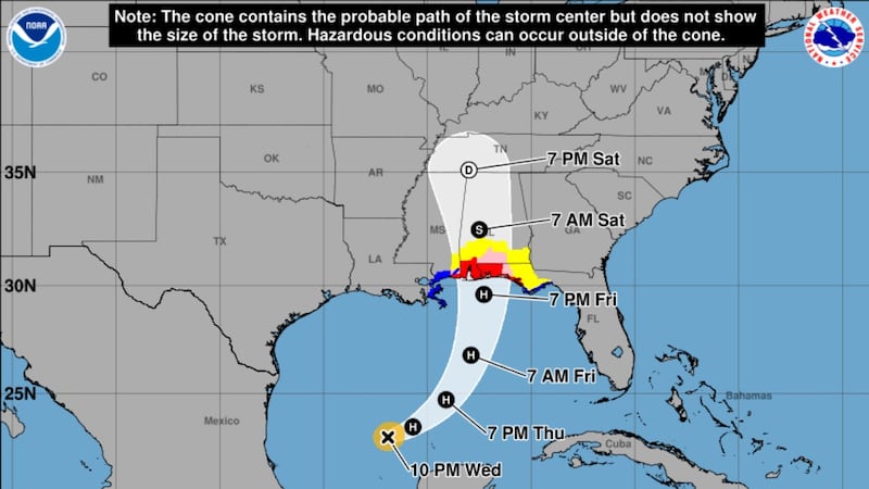 Forecasters warned that Hurricane Isaias was on track to make landfall between the Mississippi...