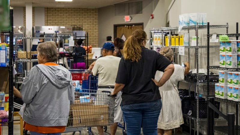 People shop the shelves at the Ritenour Co-Care Food Pantry just outside of St. Louis last...